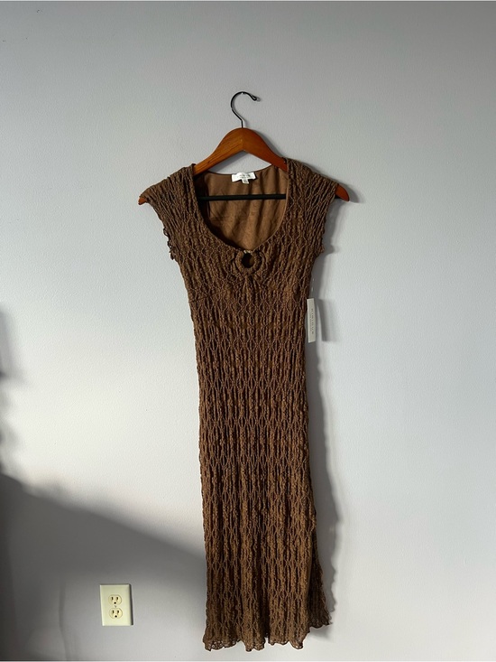 KIRIOUS LOS ANGELES Dresses & Skirts - Sleeveless Brown Knit Maxi Dress with Ring Detail